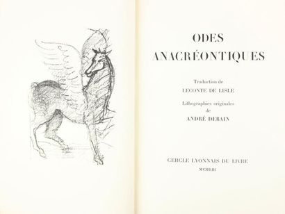 ANA CRÉON. ODES ANACRÉONTIQUES. Lyon,
Cercle Lyonnais du Livre, 1953.
In-8, maroquin...