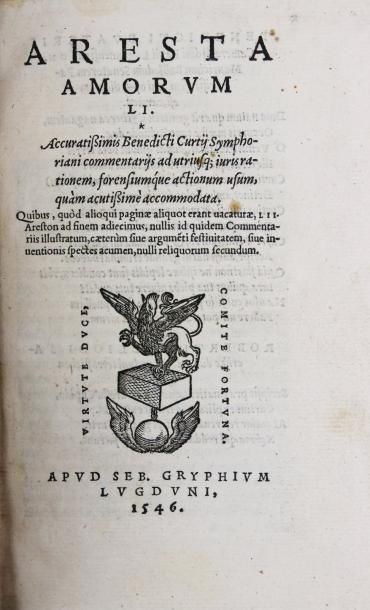 MARTIAL D'AUVERGNE ou DE PARIS ARESTA AMORUM LI.
Lyon, Sébastien Gryphe, 1546.
In-8...