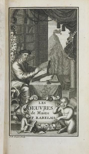 RABELAIS (F) OEUVRES. (Paris, Prault), 1732.
6 volumes in-12, maroquin vieux rouge,...