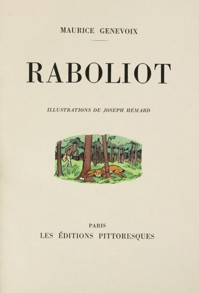 GENEVOIX (Maurice) RABOLIOT. Paris, Édit. Pittoresques, 1930.
In-4°, chagrin vert,...