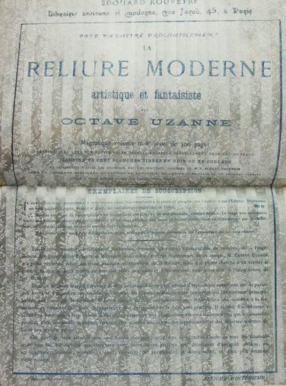 UZANNE (Octave) LA RELIURE MODERNE ARTISTIQUE ET FANTAISISTE. Paris, Édouard Rouveyre,...