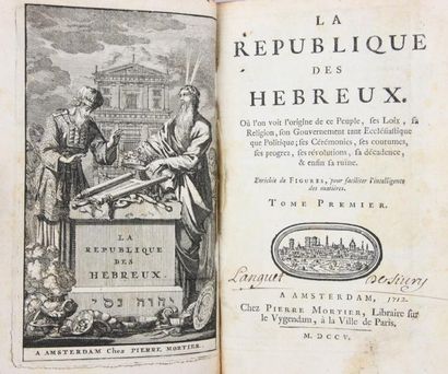[CUNEUS (P.)] LA RÉPUBLIQUE DES HÉBREUX. Amsterdam, Pierre Mortier, 1705 - BASNAGE...