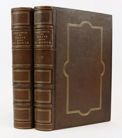 DUMONT d'URVILLE VOYAGE AUTOUR DU MONDE. Paris, Furne, 1857-63.
2 forts volumes in-8,...