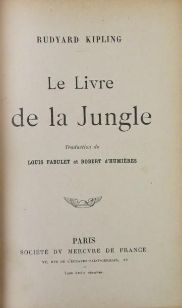 KIPLING (R) LE LIVRE DE LA JUNGLE. Paris, Mercure de France, (1899).
In-12, demi-maroquin...