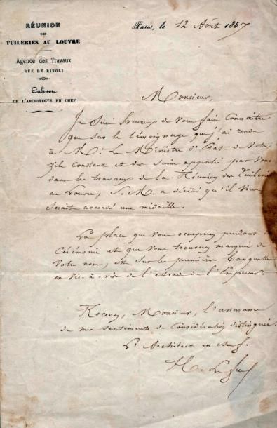 1857 - PROJET DE RÉUNION DES PALAIS DU LOUVRE ET DES TUILERIES 