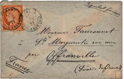 France N°38 sur enveloppe oblitéré c. à d. «YOKOHAMA B.au FRANCAIS 19/11/77». L'oblitération...