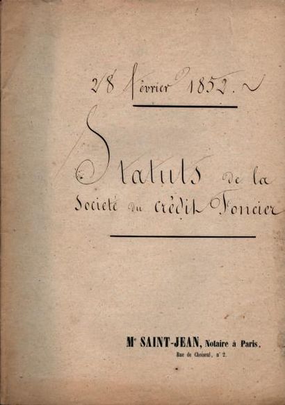 1852/1860 - CRÉDIT FONCIER DE FRANCE Dossier de l'un des 60 membres fondateurs du...