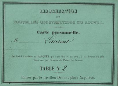 1857 - PROJET DE RÉUNION DES PALAIS DU LOUVRE ET DES TUILERIES Lettre avec en-tête...