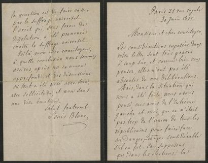 1877 - Louis BLANC Texte politique de 4 pages daté de Paris le 30 juin 1877 durant...