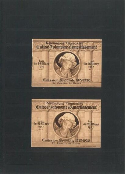 France N°256 (x16) deux carnets du Sourire de Reims avec dans chacun 8 exemplaires...