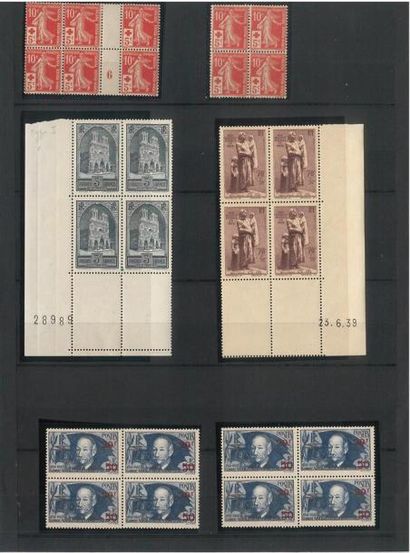 France Ensemble de timbres neufs * * principalement en bloc de quatre dont: N°147...
