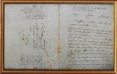François Joseph LEFEBVRE, maréchal d'Empire 
Lettre autographe signée à l'adjudant...