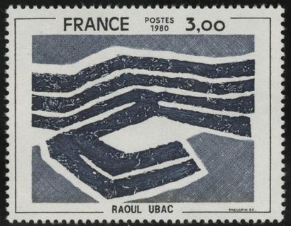 France N°2075b ** 3 Fr Tableau de Raoul Ubac sans la couleur beige, signé Calves.
Cote...