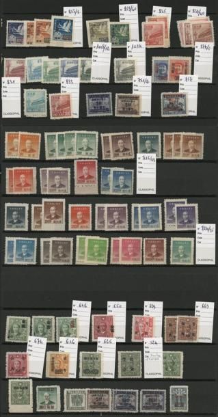 CHINE Ensemble de 25 grandes plaquettes avec timbres de Chine neufs * ou oblitérés...
