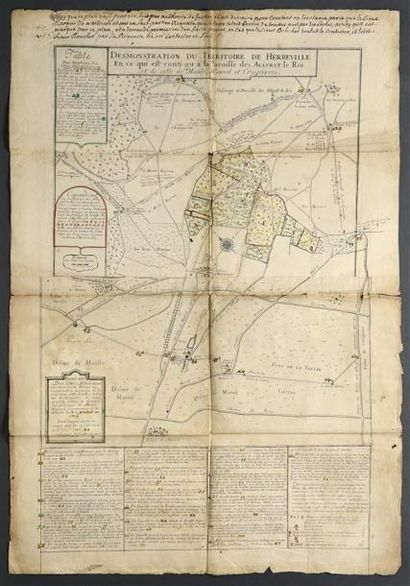 1719 
Plan dessiné à la main pour le bornage des terres du marquis d'0. à Herbeville...