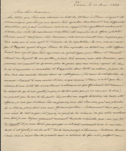 1833/1835 - PRINCE GUSTAVE DE VASA fils du Roi de Suède Gustave IV Trois lettre manuscrites...