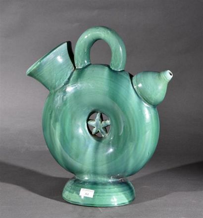 Céramique - Faïence - Porcelaine Yves NEVEU (XXe siècle) Grande gargoulette en céramique...