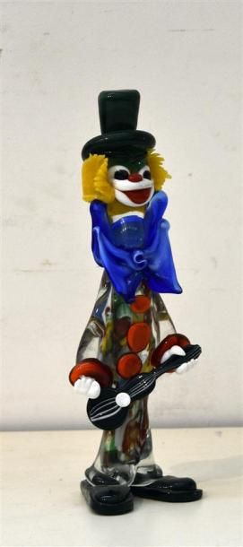 Arts décoratifs du XXe siècle Clown en verre Murano XXe siècle H. 32 cm