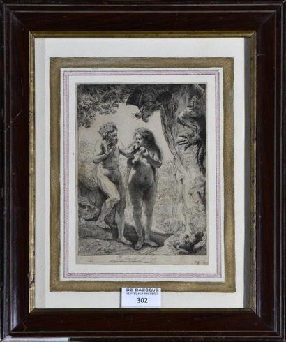ESTAMPES D’après REMBRANDT VAN RIJN (1606 ou 1607 – 1669) 
Adam et Eve. Eau-forte....