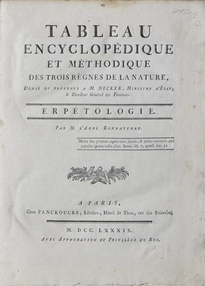 ESTAMPES Tableau encyclopédique et méthodique des trois règnes de la Nature Erpétologie,...