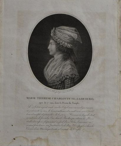 ESTAMPES Ecole FRANCAISE du XVIIIe siècle Marie Thérèse Charlotte, fille de Louis...