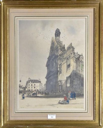 ESTAMPES Thomas Shotter BOYS (1803-1874) Saint-Etienne du Mont (Paris) Lithographie,...