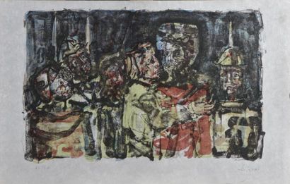 ESTAMPES Paul AIZPIRI (1919-2016) Composition. Lithographie en couleurs. Epreuve...