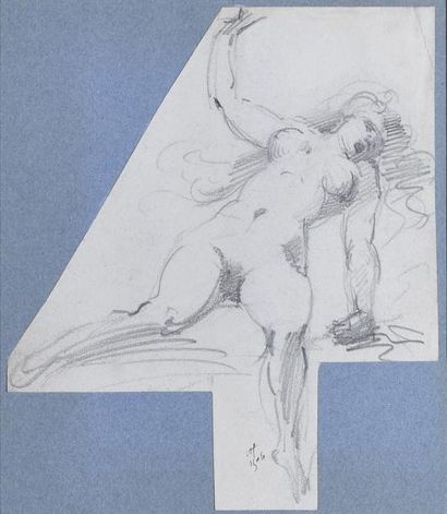 ESTAMPES Adolphe LALIRE (1848-1933) Etudes de nus de femmes. Dessins au fusain et...