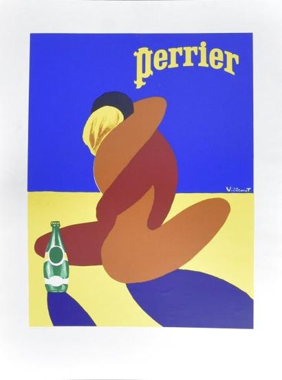 ESTAMPES D'après Bernard VILLEMOT (1911-1990) Retirage offset de l'affiche Perrier....