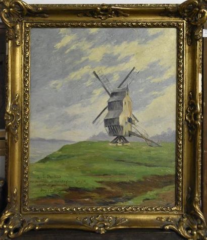 Art moderne et contemporain Jean VERSCHNEIDER (1872-1943) Le moulin à vent Huile...