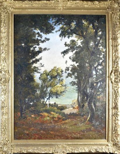 Tableaux du XIXe siècle et Ecoles régionales Louis CABIÉ (1853-1939) Paysage en bordure...