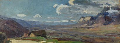 Art moderne et contemporain Pierre CALES (1870-1961) Paysage de montagne Huile sur...