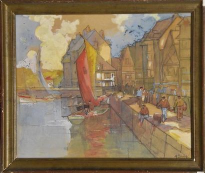 Art moderne et contemporain Alfred CHANZY (actif vers 1920) Sur le port (Le Croisic)...