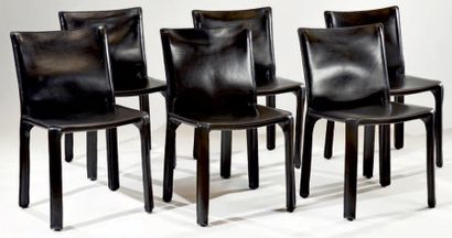 Mario BELLINI (né en 1935) - Édition CASSINA Suite six chaises modèle «412 Cab»,...