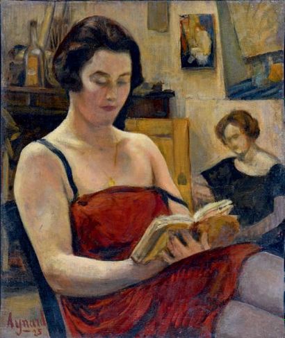 Marc AYNARD (1898-1983) La liseuse à l'atelier, 1925
Huile sur toile, signée et datée...