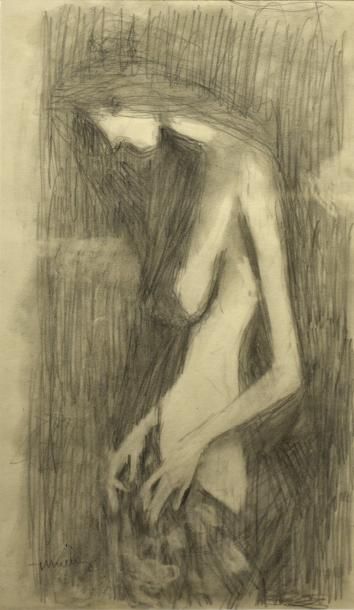 Henri VIEILLY (1900-1979) Jeune femme se déshabillant
Dessin à la mine de plomb,...