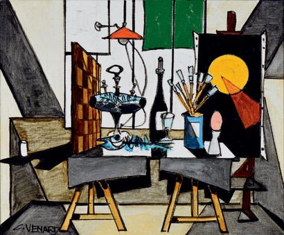 Claude VENARD (1913-1999) L'atelier
Huile sur toile, signée en bas à gauche et titrée...