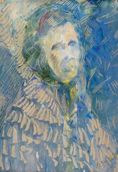 ANATOLY ZVEREV (1931-1986) Portrait de la mère de l'artiste
Gouache, monogrammée...