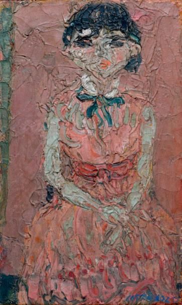 André COTTAVOZ (1922-2012) Anne-Marie en rouge, 1956
Huile sur toile, signée et datée...