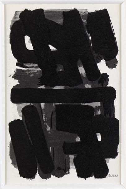 Pierre SOULAGES (né en 1919) Sans titre, 1959
Pochoir en couleurs, signée dans la...