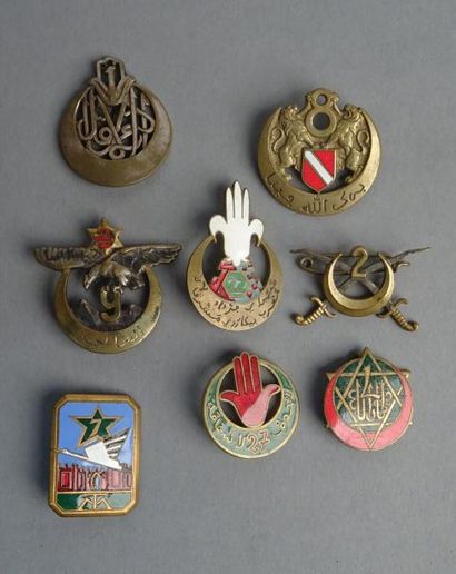 Armes - Décorations - Militaria FRANCE Lot de huit insignes AFN, dont tirailleurs...