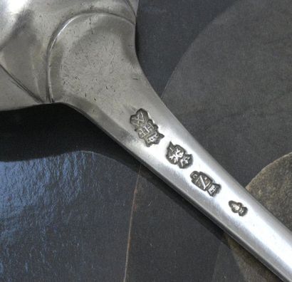 null Cuillère à ragoût en argent modèle uniplat, la spatule gravée
NB entre une roue...