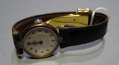 MUST de CARTIER Montre de dame en vermeil (925/°°), cadran rond à fond argenté, chiffres...