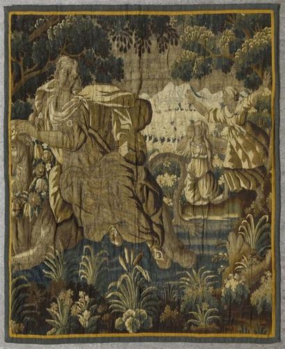 null AUBUSSON, XVIIe-XVIIIe siècle L'enlèvement d'Europe Fragment de tapisserie en...