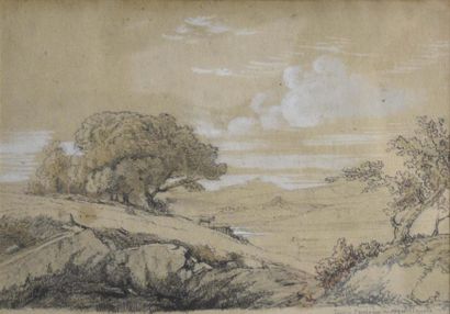 null D'après Antoine GUINDRAND (1801-1843) Paysage de la région lyonnaise Dessin...
