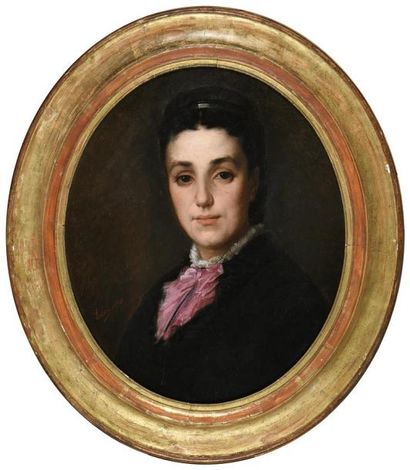 null Louis DUBOIS (1830-1880) Portrait de femme Huile sur toile à vue ovale, signée...