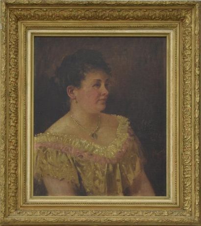 null Alexandre Mark ROSSI (1840-1916) Madame au collier de perles, 1897 Huile sur...