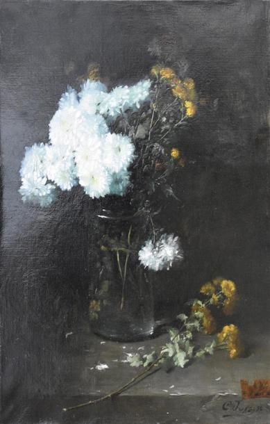 null Charles JUNG (XIXe siècle) Nature morte aux fleurs Huile sur toile signée en...