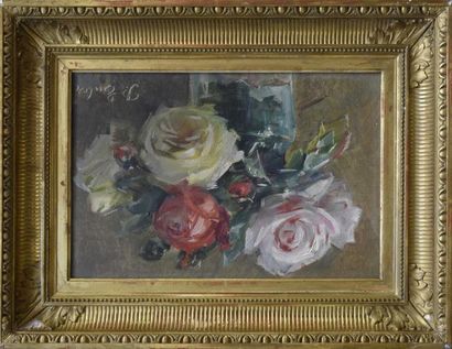 null Pierre Nicolas EULER (1846-1915) Bouquet de roses Huile sur toile signée en...