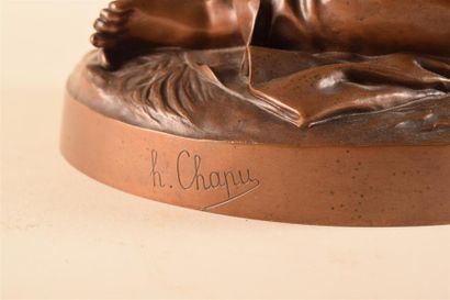 null Henri CHAPU (1833-1891) Jeanne d'Arc Bronze à patine brune nuancée Signé h....